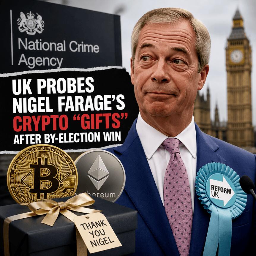 UK probes Nigel Farage’s crypto “gifts” after by-election win Uk Probes Nigel Farage’s Crypto “gifts” After By-Election Win