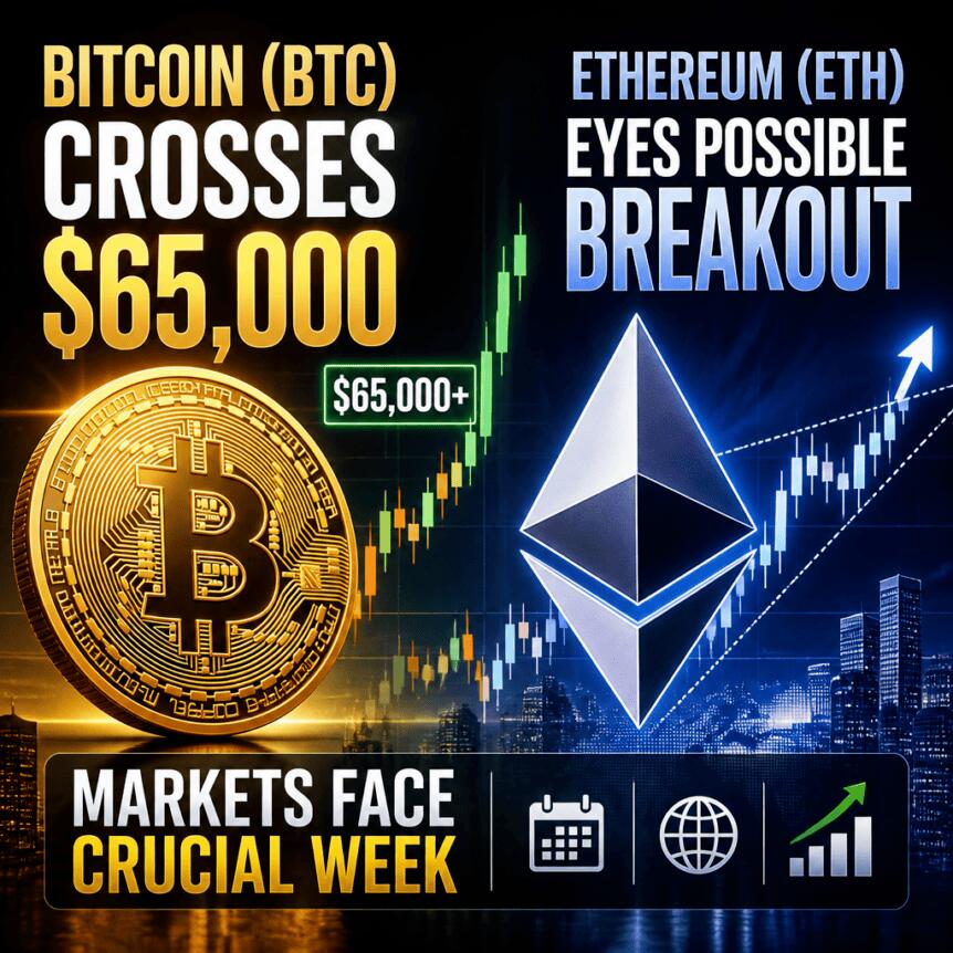 Bitcoin Btc Crosses 65 000 Ethereum Eth Eyes Possible Breakout Markets Face Cruc