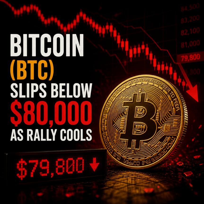 Bitcoin Btc Slips Below 80 000 As Rally Cools