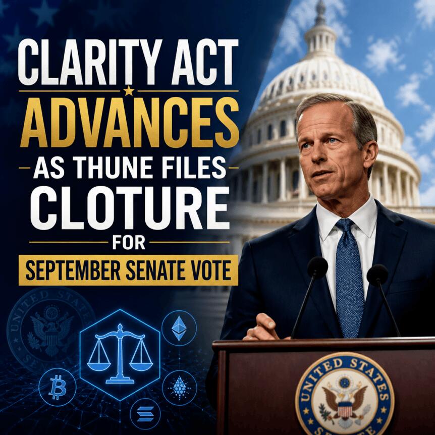 Clarity Act Advances As Thune Files Cloture For September Senate Vote