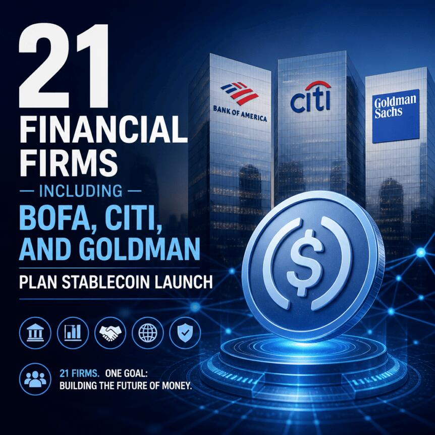 21 Financial Firms Including Bofa, Citi, And Goldman Plan Stablecoin Launch