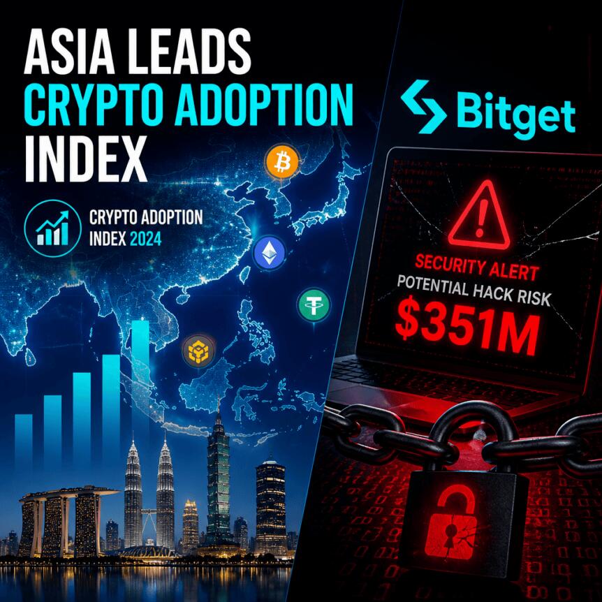 Asia Leads Crypto Adoption Index as Bitget Faces $351M Hack Risk