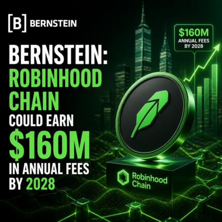 Bernstein: Robinhood Chain could earn $160M in annual fees by 2028 Bernstein: Robinhood Chain Could Earn $160m In Annual Fees By 2028