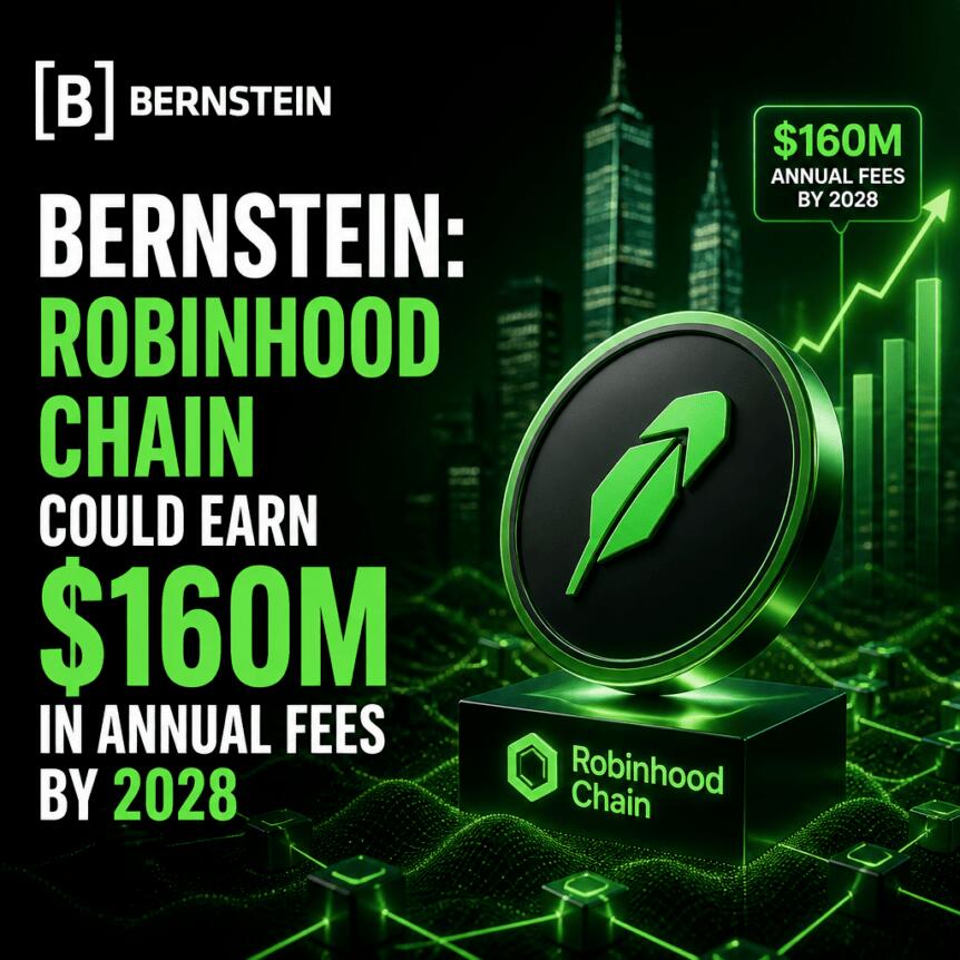 Bernstein: Robinhood Chain could earn $160M in annual fees by 2028