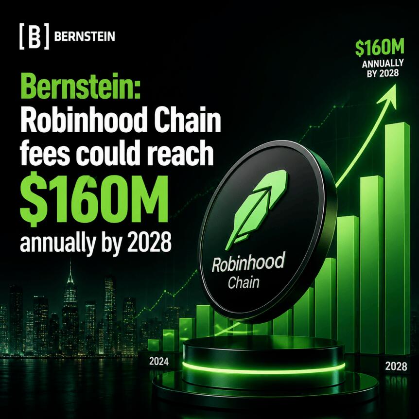 Bernstein: Robinhood Chain fees could reach $160M annually by 2028 Bernstein: Robinhood Chain Fees Could Reach $160m Annually By 2028