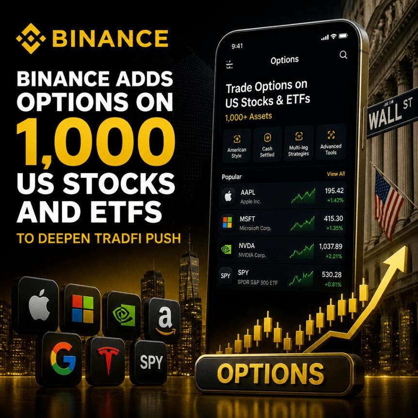 Binance adds options on 1,000 US stocks and ETFs to deepen TradFi push Binance Adds Options On 1,000 Us Stocks And Etfs To Deepen Tradfi Push