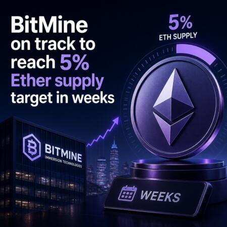 BitMine on track to reach 5% Ether supply target in weeks Bitmine On Track To Reach 5% Ether Supply Target In Weeks