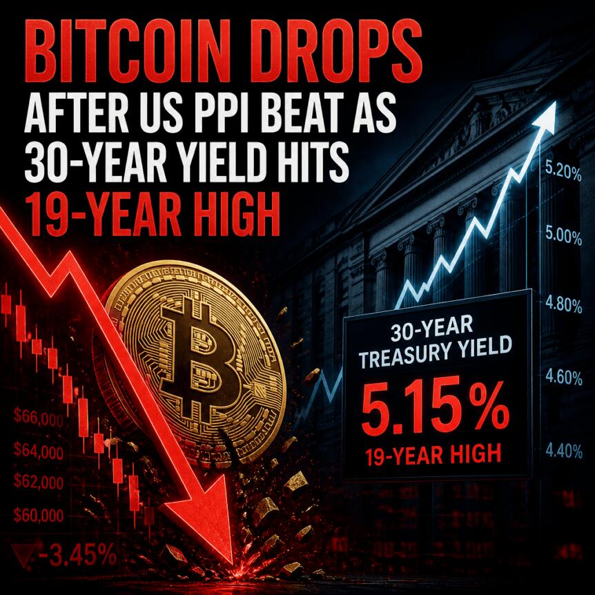 Bitcoin Drops After Us Ppi Beat As 30-Year Yield Hits 19-Year High