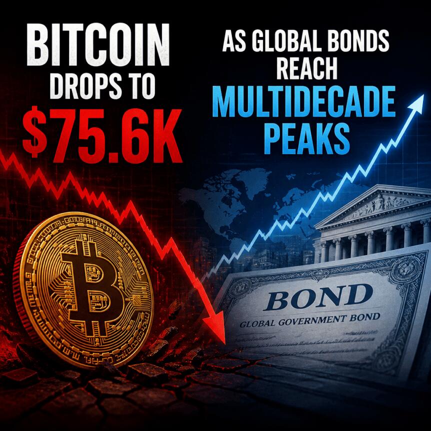 Bitcoin Drops to $75.6K as Global Bonds Reach Multidecade Peaks Bitcoin Drops To $75.6k As Global Bonds Reach Multidecade Peaks