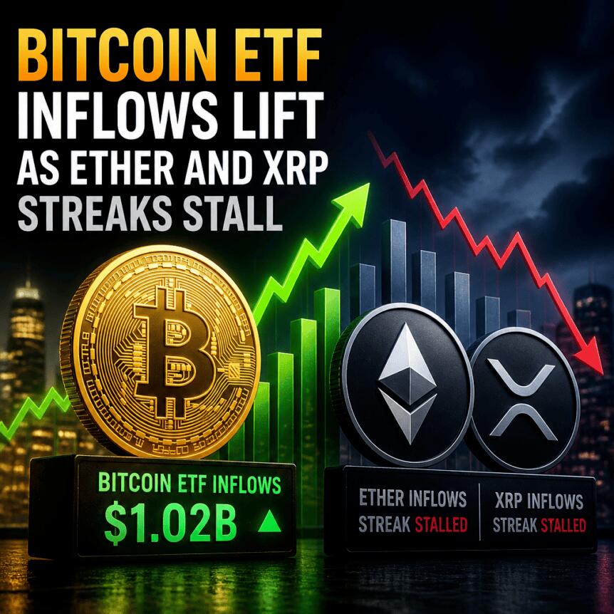 Bitcoin ETF Inflows Lift as Ether and XRP Streaks Stall Bitcoin Etf Inflows Lift As Ether And Xrp Streaks Stall