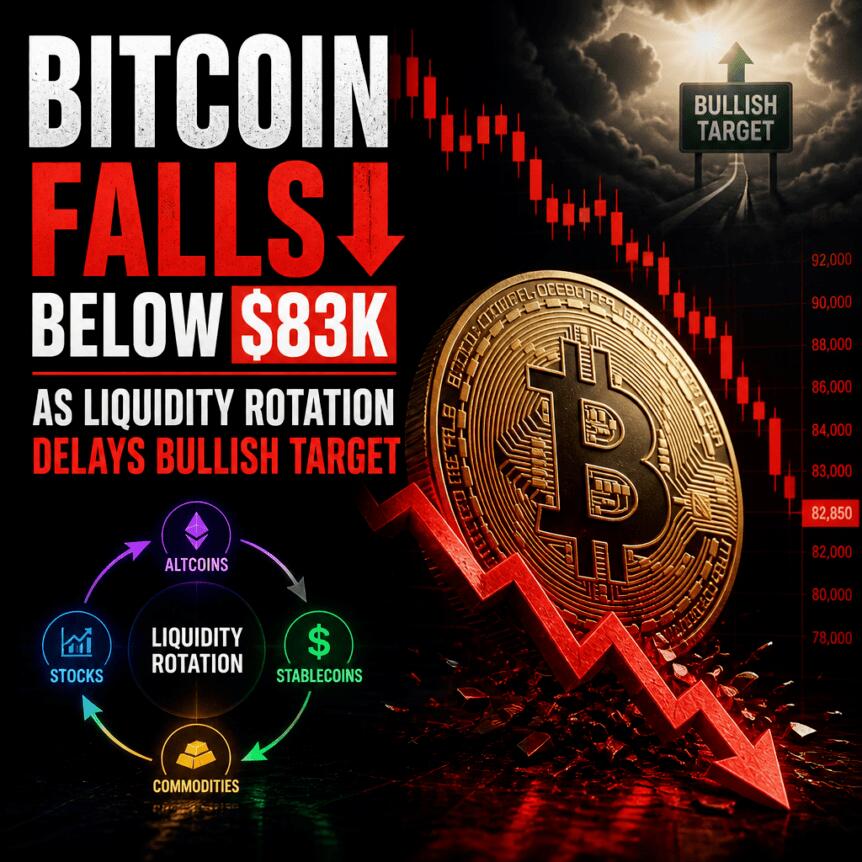Bitcoin Falls Below $83k As Liquidity Rotation Delays Bullish Target
