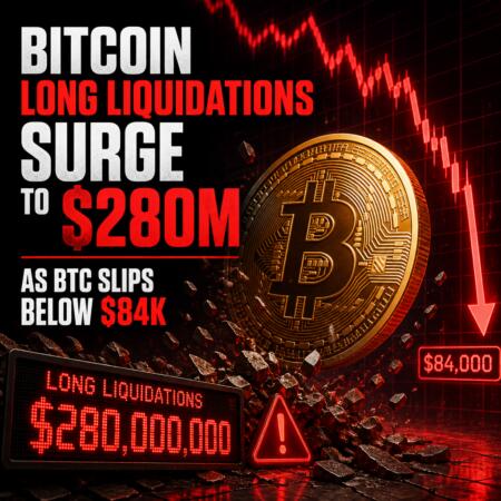Bitcoin Long Liquidations Surge to $280M as BTC Slips Below $84K Bitcoin Long Liquidations Surge To $280m As Btc Slips Below $84k