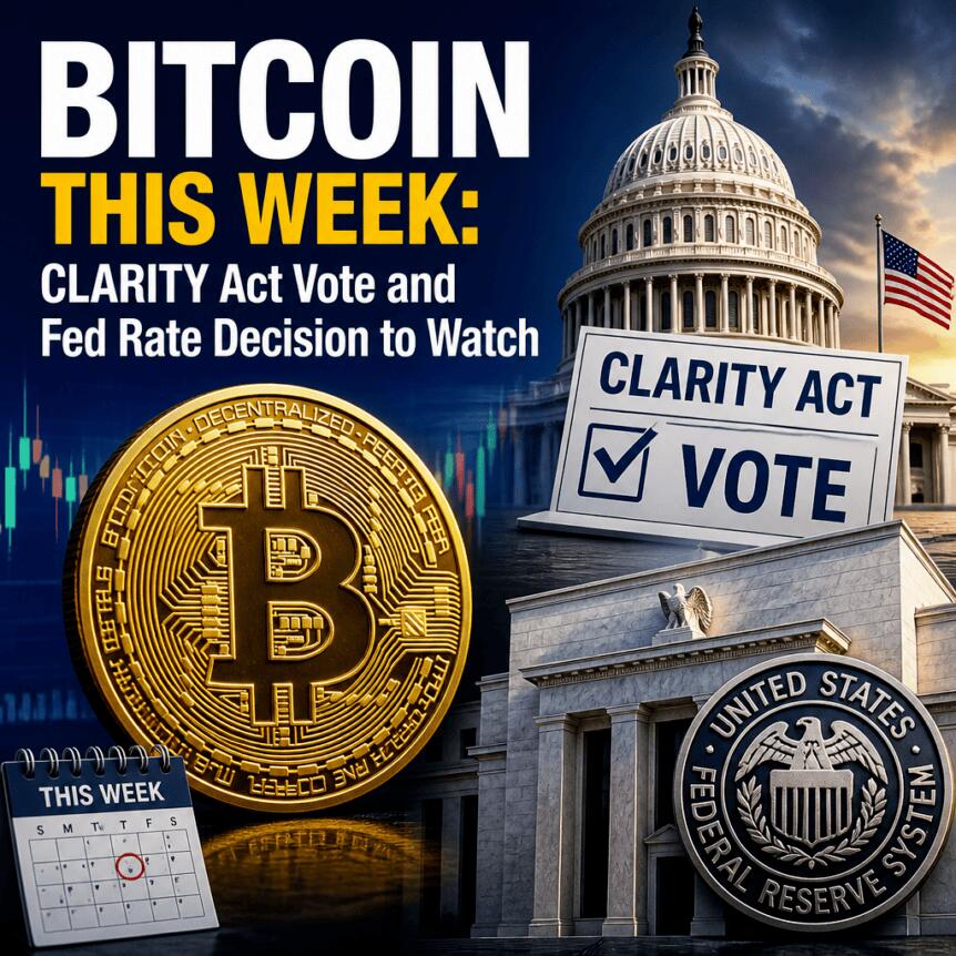 Bitcoin This Week: CLARITY Act Vote and Fed Rate Decision to Watch Bitcoin This Week: Clarity Act Vote And Fed Rate Decision To Watch