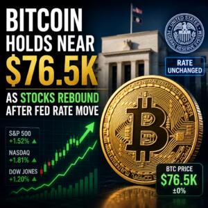 Bitcoin Holds Near $76.5k As Stocks Rebound After Fed Rate Move