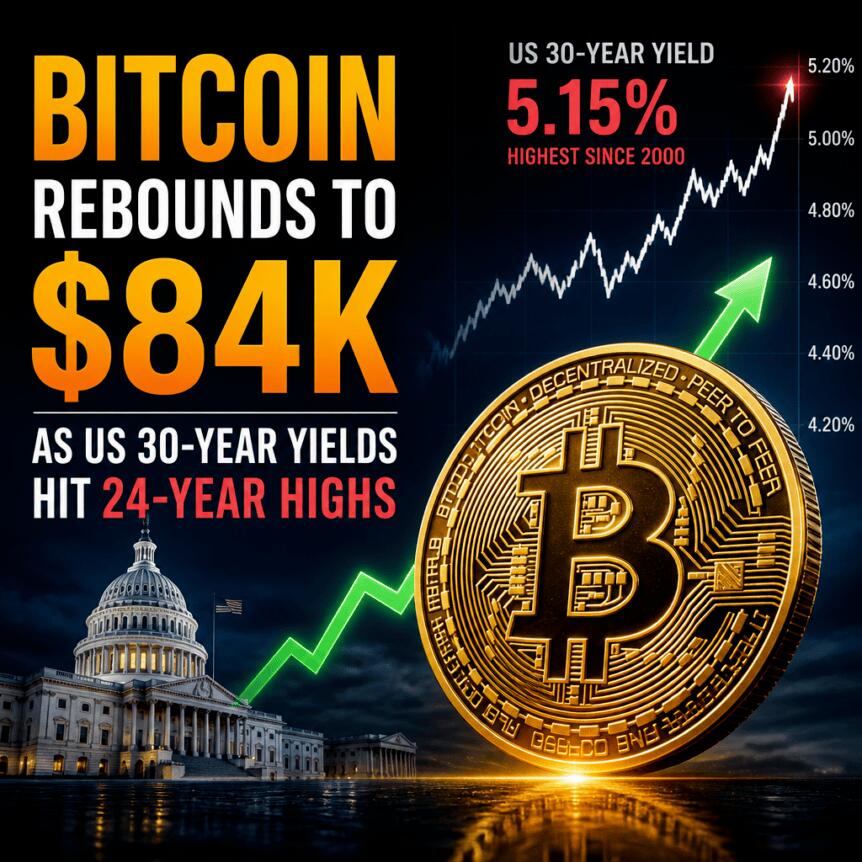 Bitcoin rebounds to $84K as US 30-year yields hit 24-year highs Bitcoin Rebounds To $84k As Us 30-Year Yields Hit 24-Year Highs