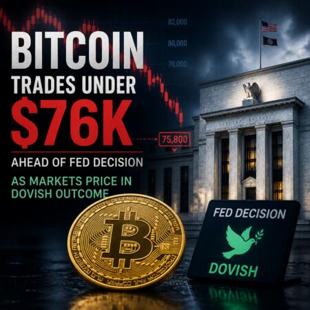 Bitcoin trades under $76K ahead of Fed decision as markets price in
dovish outcome Bitcoin Trades Under $76k Ahead Of Fed Decision As Markets Price In
Dovish Outcome