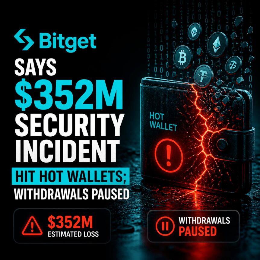 Bitget Says $352M Security Incident Hit Hot Wallets; Withdrawals Paused