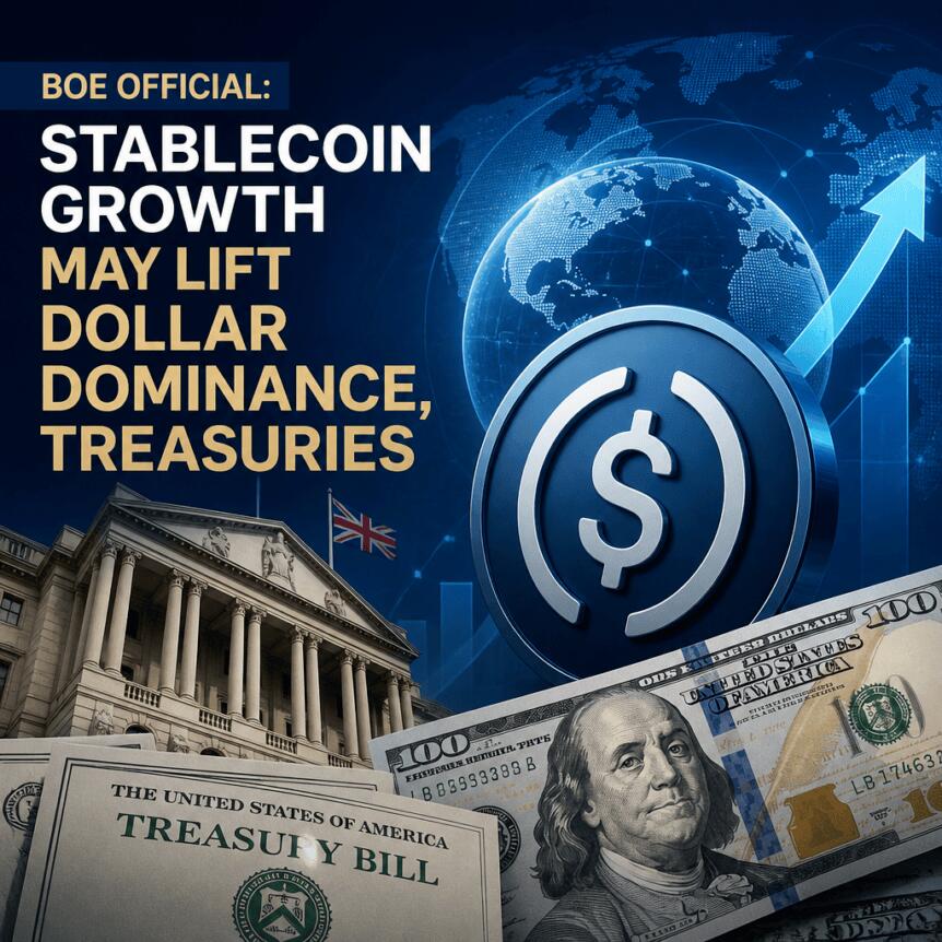 BoE Official: Stablecoin Growth May Lift Dollar Dominance, Treasuries
