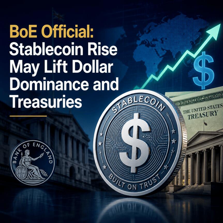 BoE Official: Stablecoin Rise May Lift Dollar Dominance and Treasuries