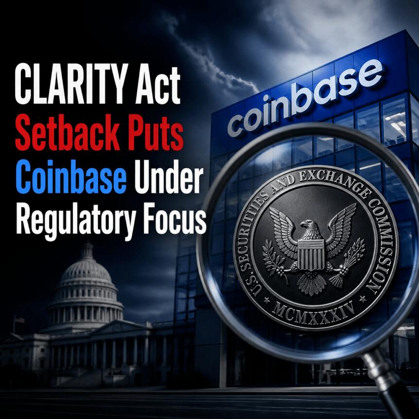 Clarity Act Setback Puts Coinbase Under Regulatory Focus