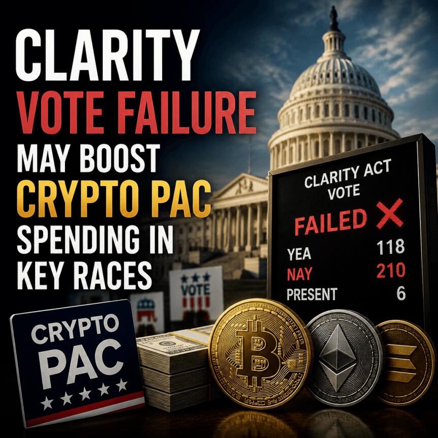 CLARITY Vote Failure May Boost Crypto PAC Spending in Key Races Clarity Vote Failure May Boost Crypto Pac Spending In Key Races