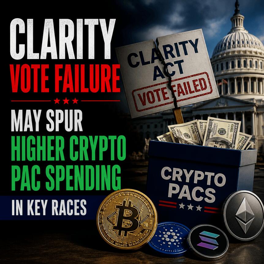 CLARITY Vote Failure May Spur Higher Crypto PAC Spending in Key Races Clarity Vote Failure May Spur Higher Crypto Pac Spending In Key Races