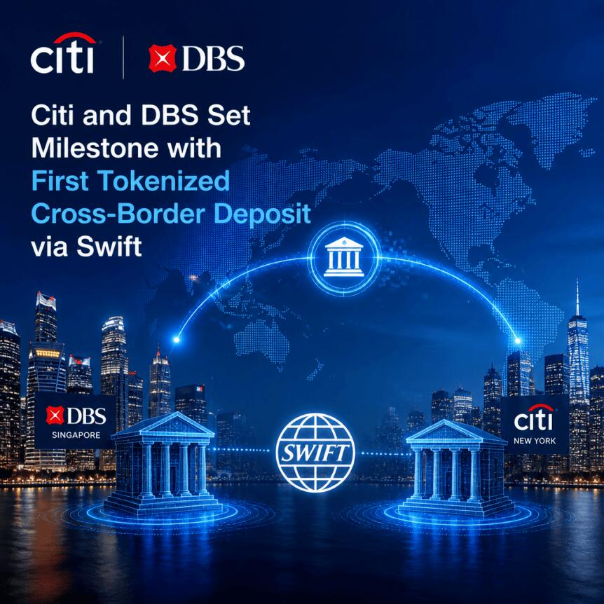 Citi And Dbs Set Milestone With First Tokenized Cross-Border Deposit Via Swift