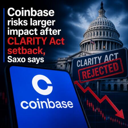 Coinbase risks larger impact after CLARITY Act setback, Saxo says Coinbase Risks Larger Impact After Clarity Act Setback, Saxo Says