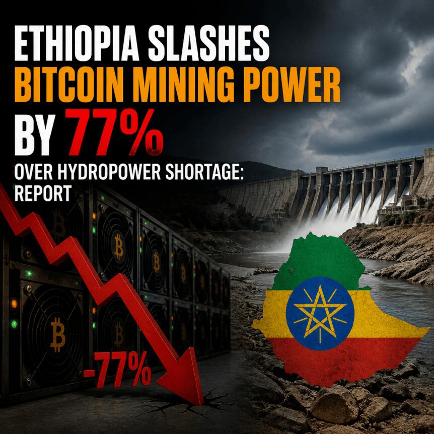 Ethiopia slashes Bitcoin mining power by 77% over hydropower shortage: report