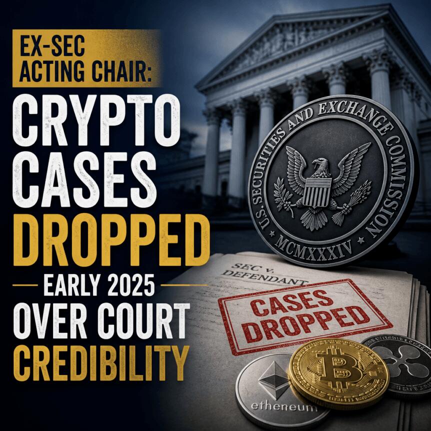Ex-SEC acting chair: Crypto cases dropped early 2025 over court credibility