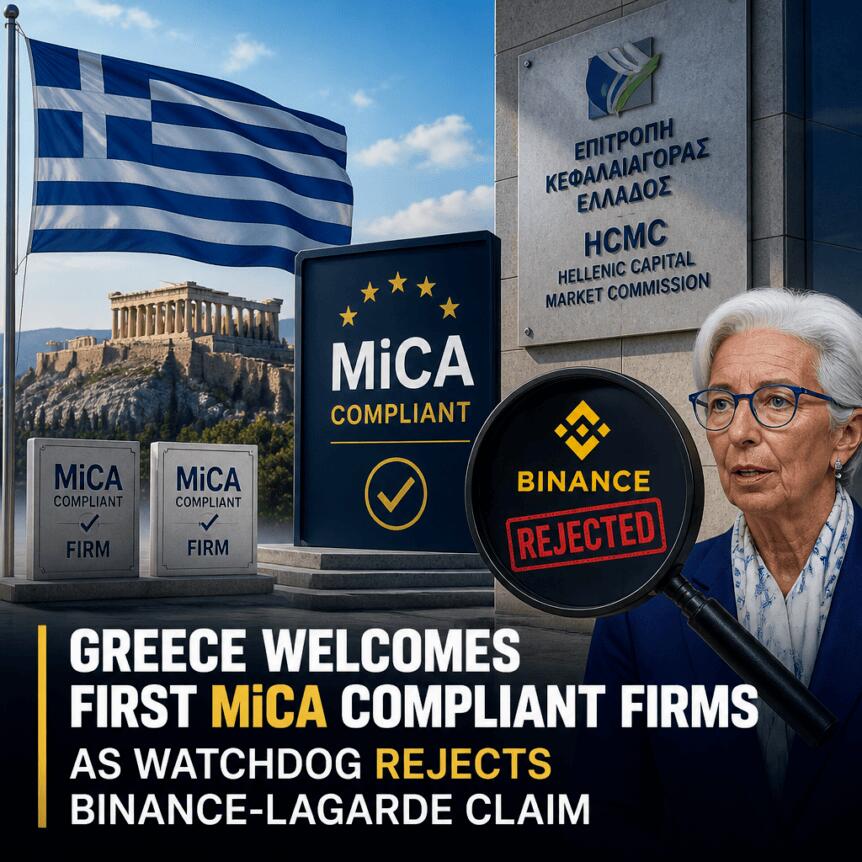 Greece Welcomes First MiCA Compliant Firms as Watchdog Rejects Binance-Lagarde Claim Greece Welcomes First Mica Compliant Firms As Watchdog Rejects Binance-Lagarde Claim