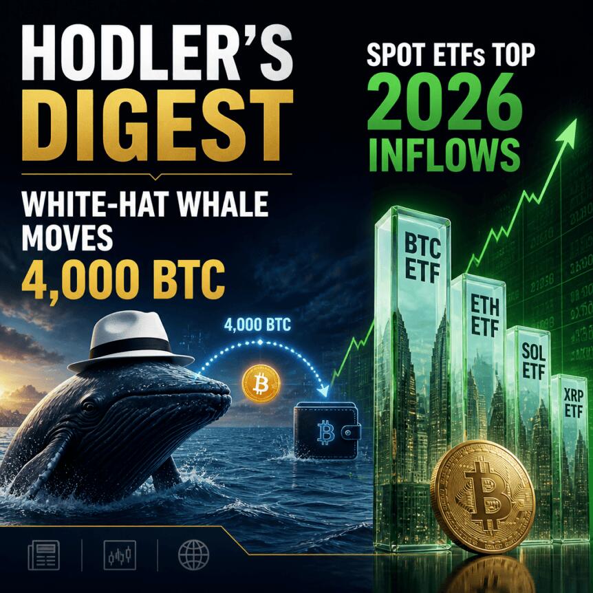 Hodler’s Digest: White-hat whale moves 4,000 BTC; spot ETFs top 2026 inflows Hodler’s Digest: White-Hat Whale Moves 4,000 Btc; Spot Etfs Top 2026 Inflows