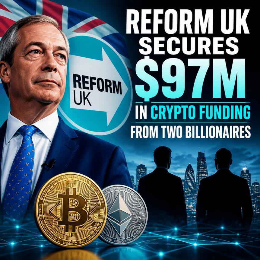 Reform UK Secures $97M in Crypto Funding From Two Billionaires