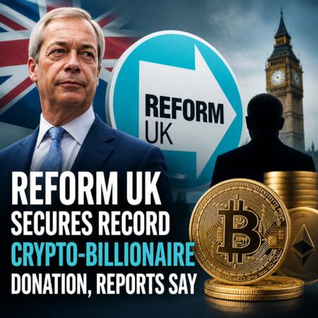 Reform Uk Secures Record Crypto-Billionaire Donation, Reports Say