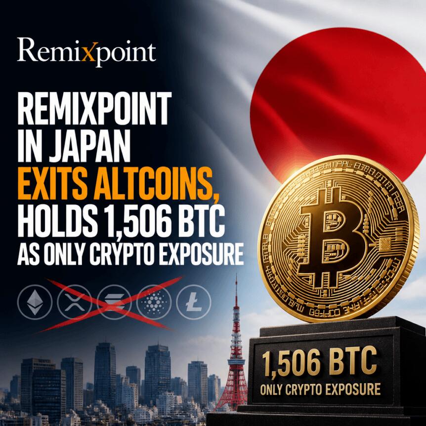 Remixpoint In Japan Exits Altcoins, Holds 1,506 Btc As Only Crypto Exposure