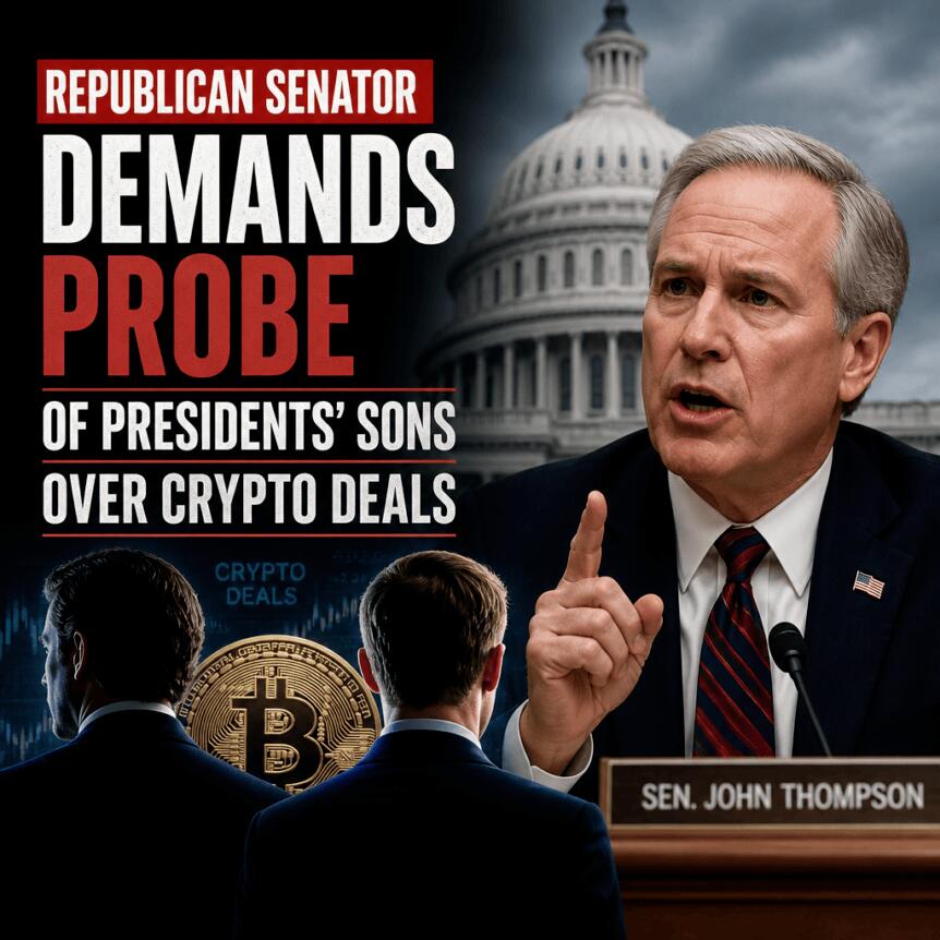 Republican Senator Demands Probe of Presidents’ Sons Over Crypto Deals