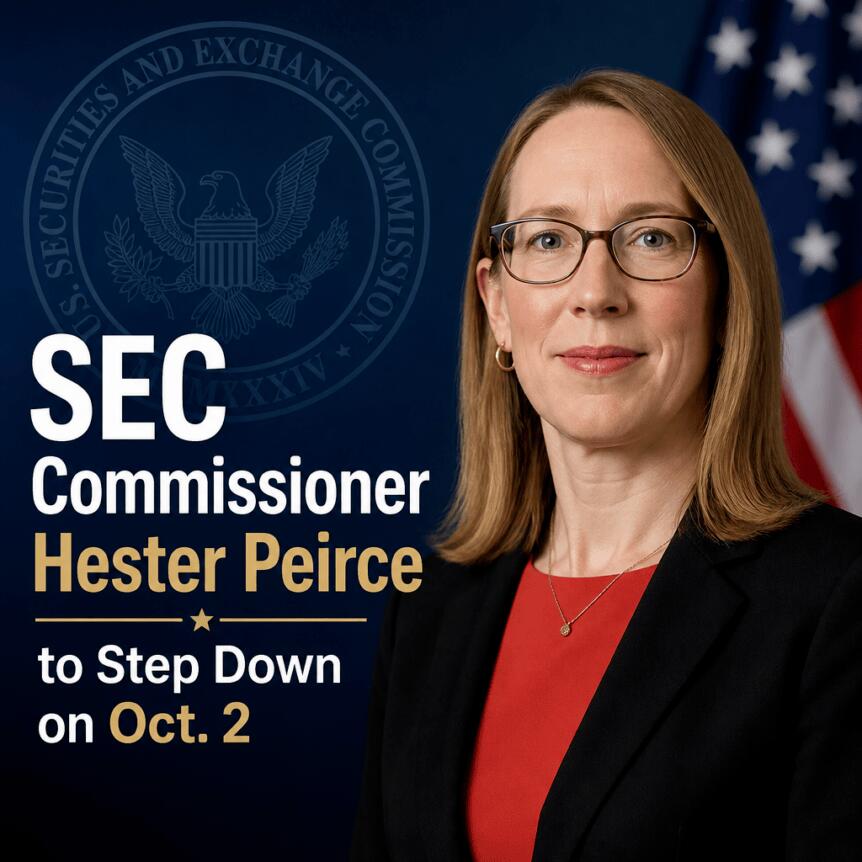 SEC Commissioner Hester Peirce to Step Down on Oct. 2 Sec Commissioner Hester Peirce To Step Down On Oct. 2