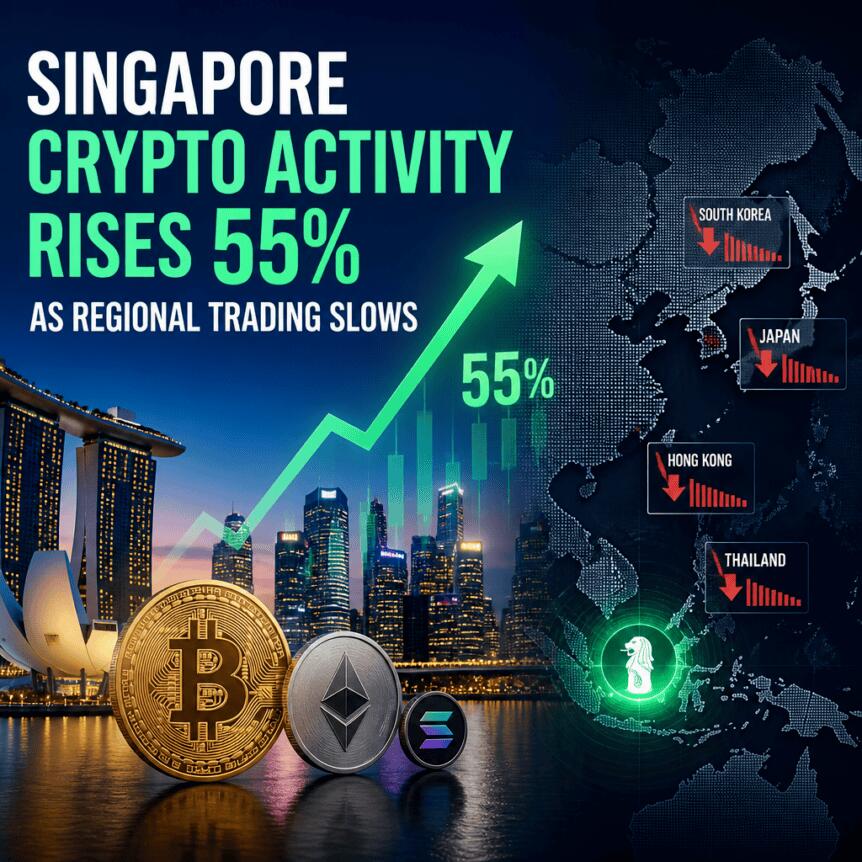 Singapore Crypto Activity Rises 55% as Regional Trading Slows Singapore Crypto Activity Rises 55% As Regional Trading Slows