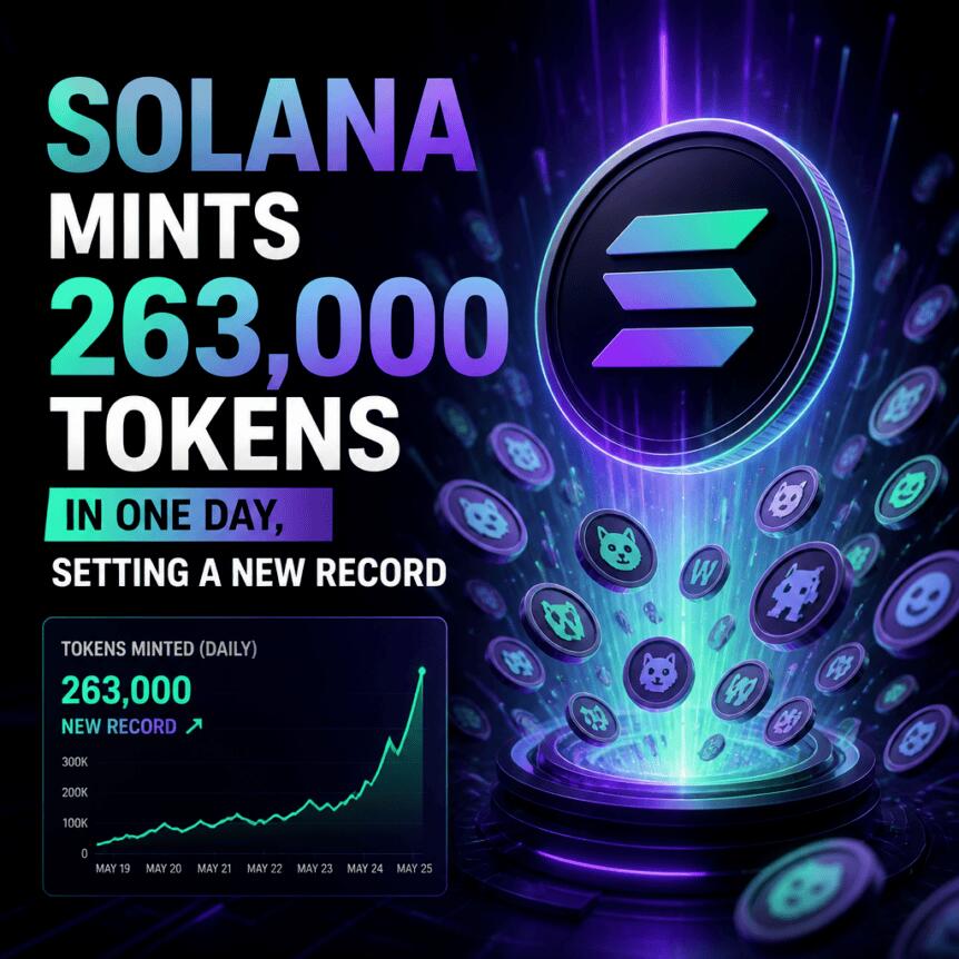 Solana mints 263,000 tokens in one day, setting a new record Solana Mints 263,000 Tokens In One Day, Setting A New Record