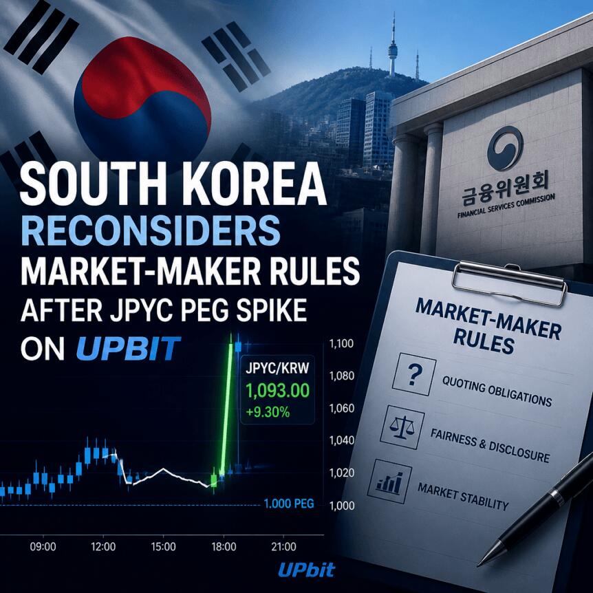 South Korea Reconsiders Market-Maker Rules After JPYC Peg Spike on Upbit South Korea Reconsiders Market-Maker Rules After Jpyc Peg Spike On Upbit