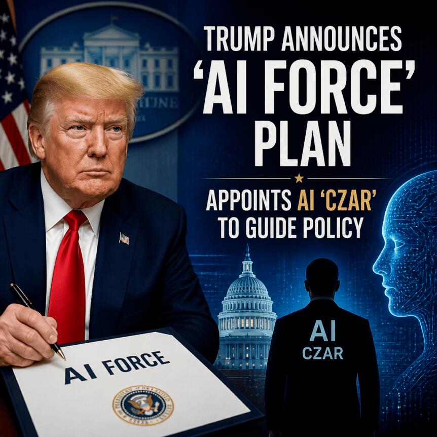 Trump Announces ‘AI Force’ Plan, Appoints AI ‘Czar’ to Guide Policy