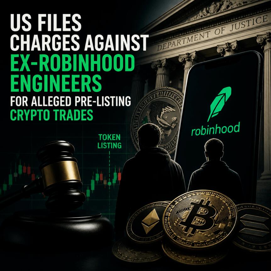 US Files Charges Against Ex-Robinhood Engineers for Alleged Pre-Listing Crypto Trades Us Files Charges Against Ex-Robinhood Engineers For Alleged Pre-Listing Crypto Trades