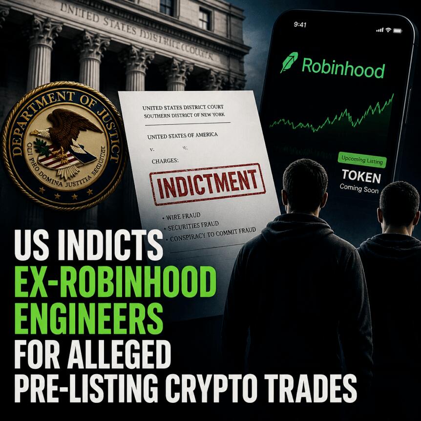 US Indicts Ex-Robinhood Engineers for Alleged Pre-Listing Crypto Trades Us Indicts Ex-Robinhood Engineers For Alleged Pre-Listing Crypto Trades