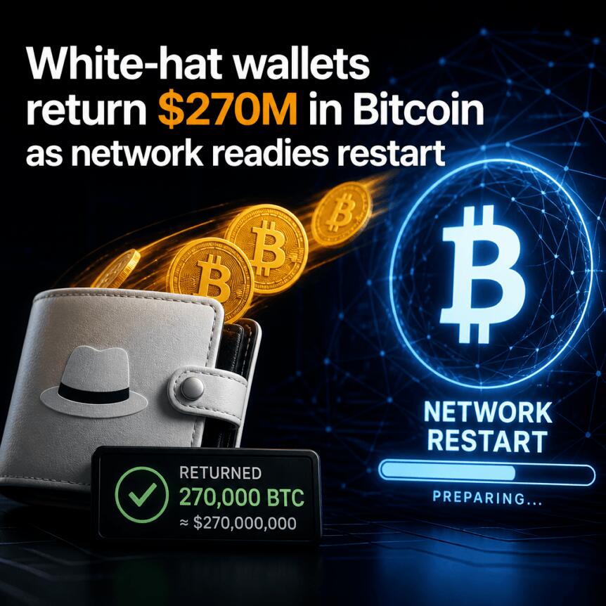 White-hat wallets return $270M in Bitcoin as network readies restart