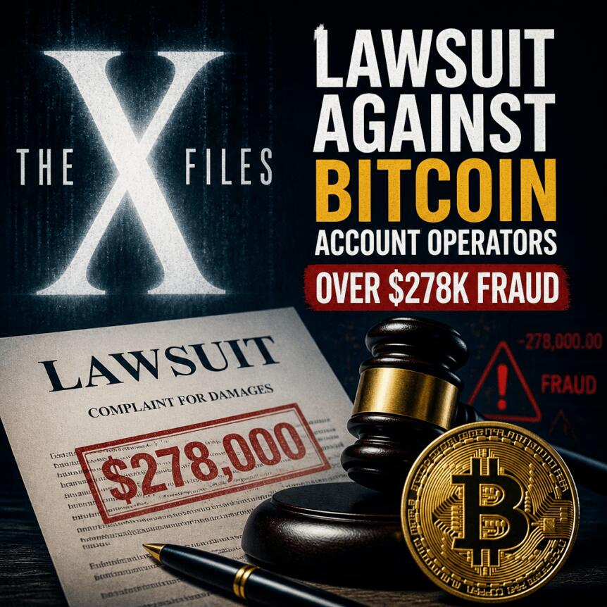 X Files Lawsuit Against Bitcoin Account Operators Over $278K Fraud X Files Lawsuit Against Bitcoin Account Operators Over $278k Fraud