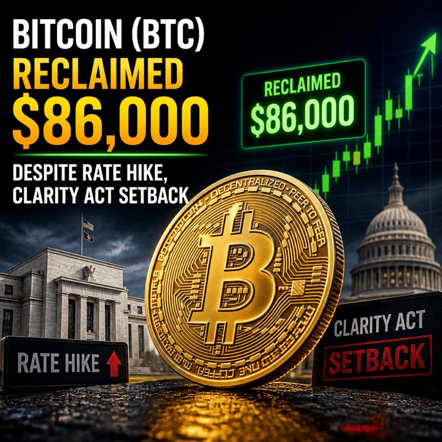 Bitcoin (BTC) Reclaimed $86,000 Despite Rate Hike, Clarity Act Setback Bitcoin Btc Reclaimed 86 000 Despite Rate Hike Clarity Act Setback