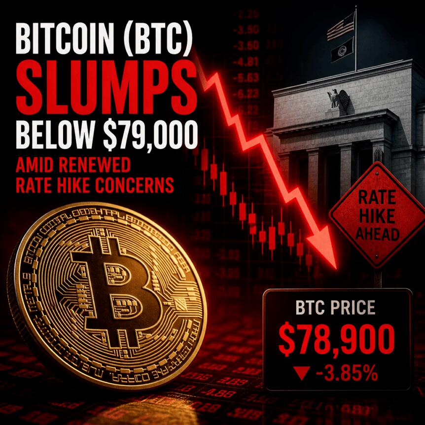 Bitcoin (BTC) Slumps Below $79,000 Amid Renewed Rate Hike Concerns Bitcoin Btc Slumps Below 79 000 Amid Renewed Rate Hike Concerns