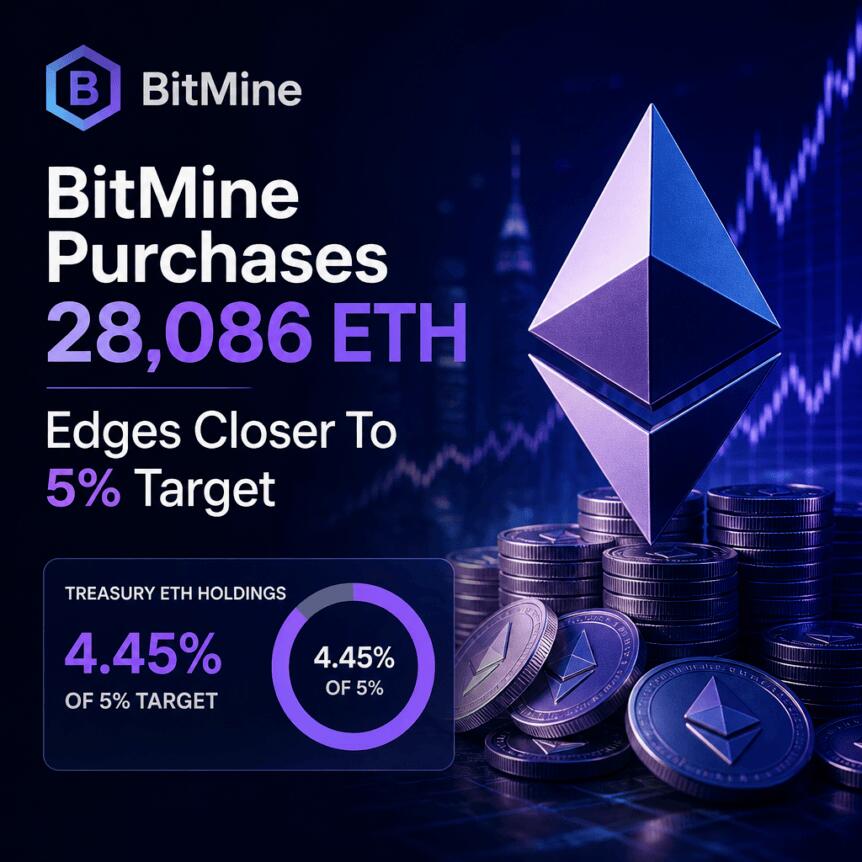 BitMine Purchases 28,086 ETH, Edges Closer To 5% Target Bitmine Purchases 28 086 Eth Edges Closer To 5 Target