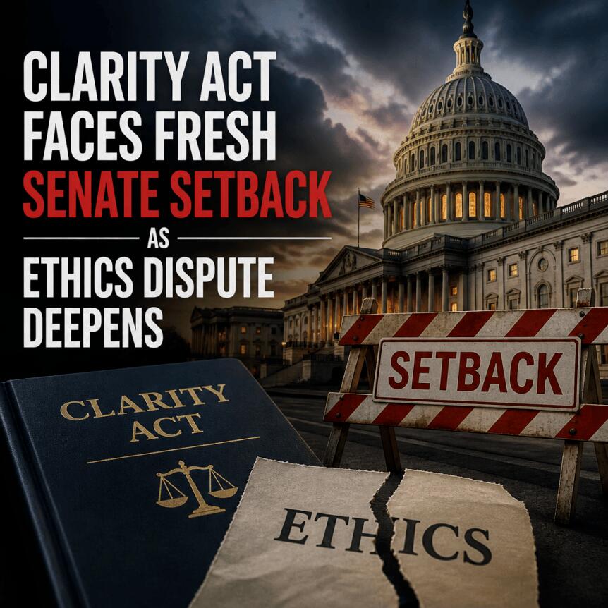 Clarity Act Faces Fresh Senate Setback as Ethics Dispute Deepens Clarity Act Faces Fresh Senate Setback As Ethics Dispute Deepens