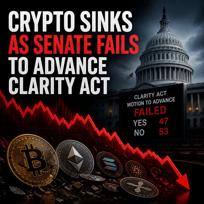 Crypto Sinks As Senate Fails To Advance Clarity Act